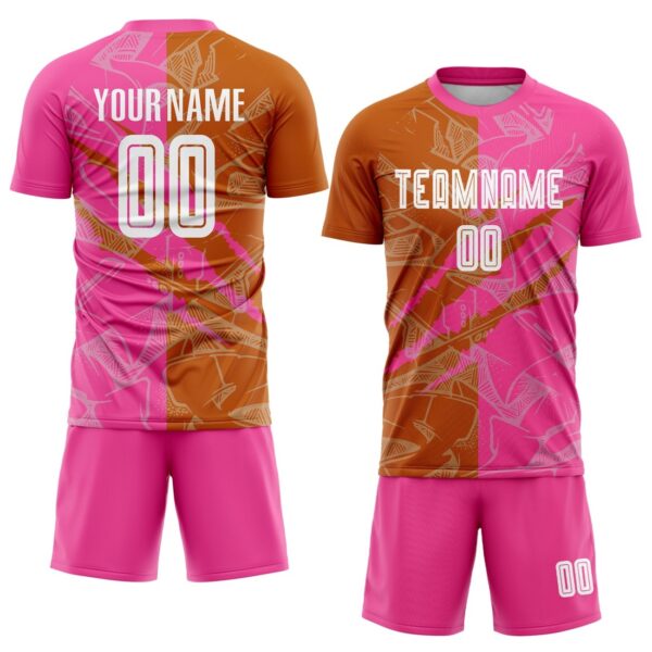 Benutzerdefinierte Graffiti Muster Texas Orange-Pink Scratch Sublimation Fußball Uniform Jersey – Bild 2