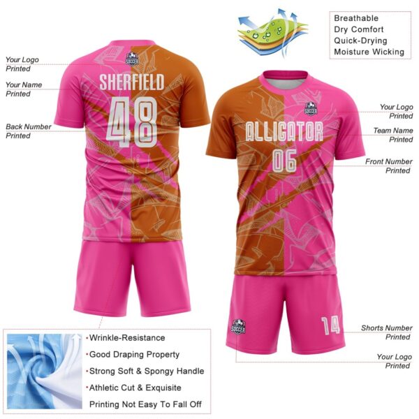 Benutzerdefinierte Graffiti Muster Texas Orange-Pink Scratch Sublimation Fußball Uniform Jersey – Bild 6